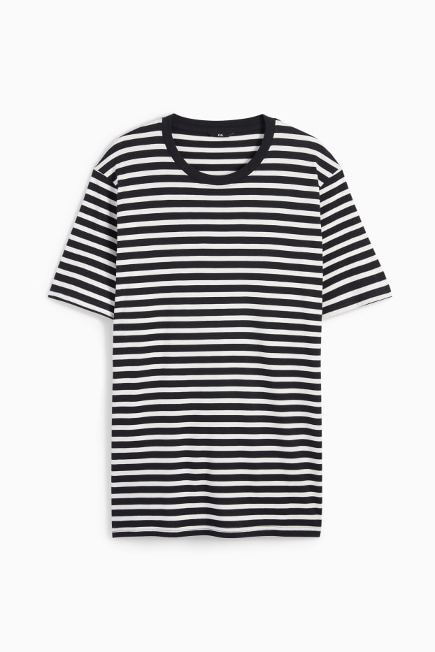 Bărbați - Tricou - cu dungi - albastru închis / alb-crem