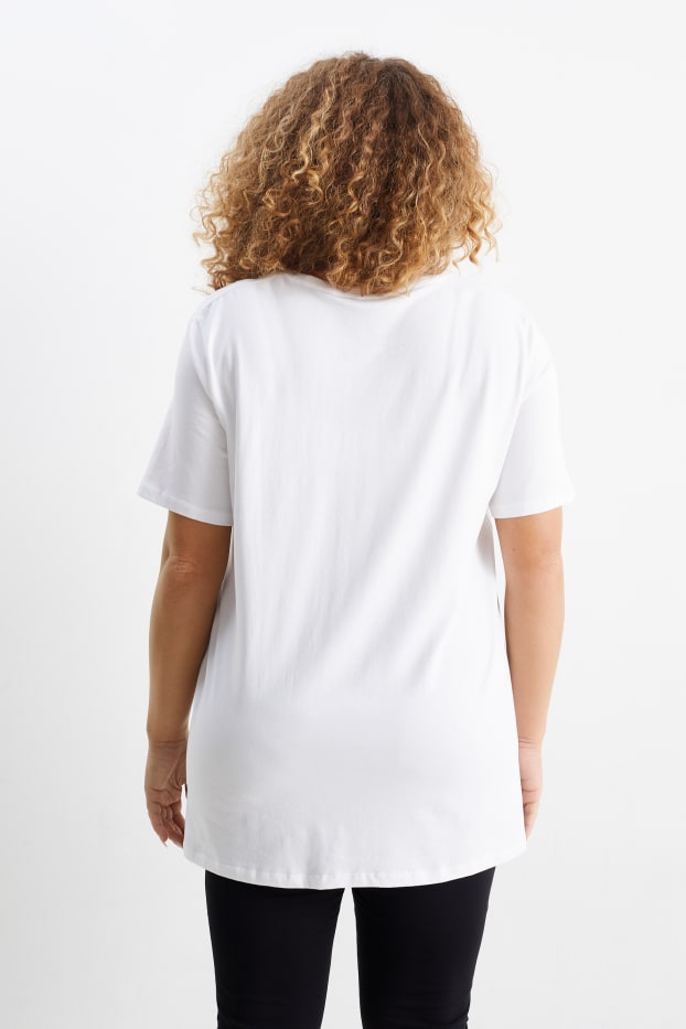 Femei - Multipack 2 buc. - tricou cu decolteu în V - Stretch - LYCRA® - negru / alb