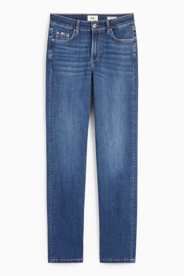 Femei - Straight jeans - talie medie - LYCRA® - denim-albastru