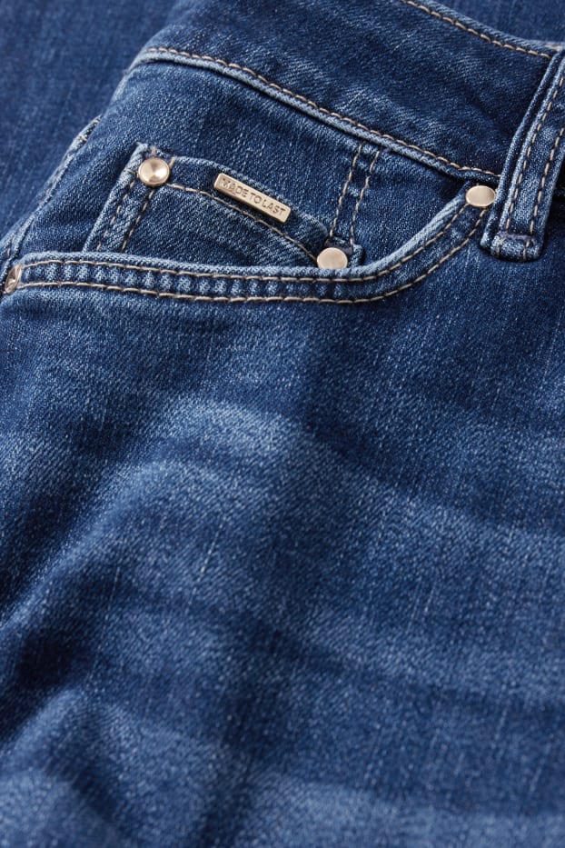 Femei - Straight jeans - talie medie - LYCRA® - denim-albastru