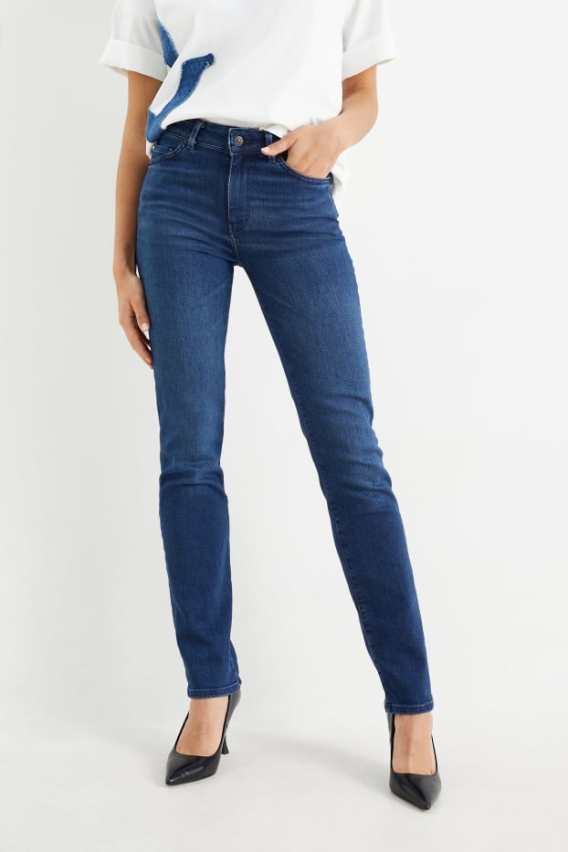 Femei - Premium Denim by C&A - straight jeans - talie medie - LYCRA® - denim-albastru închis