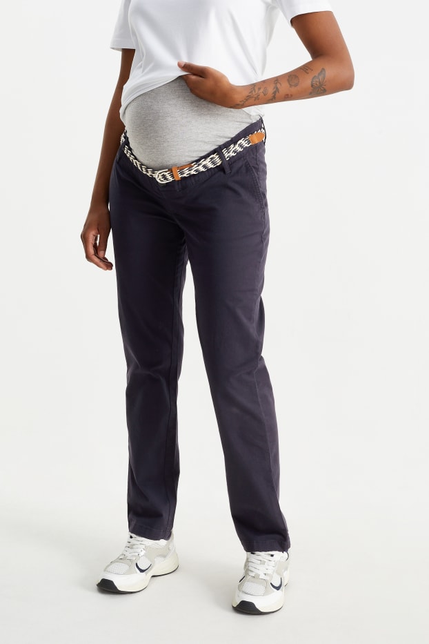 Femei - Chino gravide cu curea - slim fit - albastru închis
