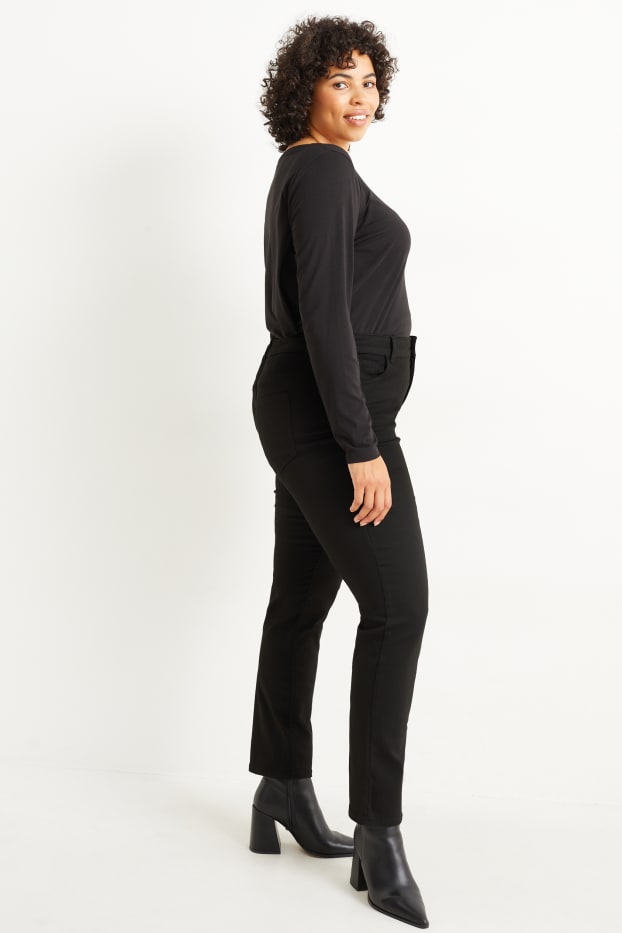 Femei - Straight jeans - talie înaltă - negru