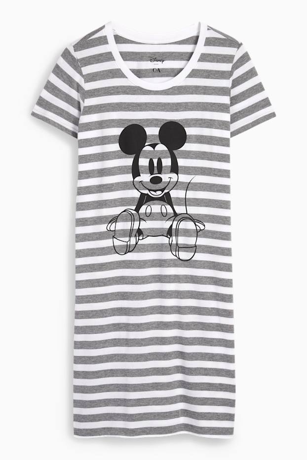 Femei - Cămașă de noapte - Mickey Mouse - cu dungi - gri