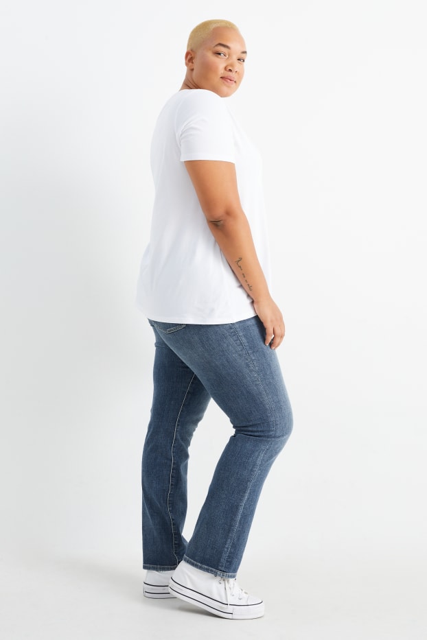 Femei - Straight jeans - talie medie - LYCRA® - denim-albastru