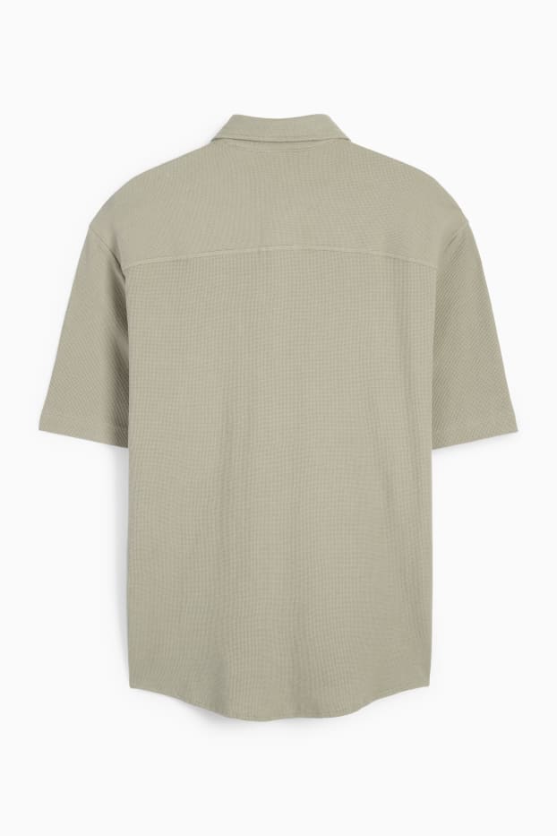 Men - Shirt - relaxed fit - kent collar - textured - green
