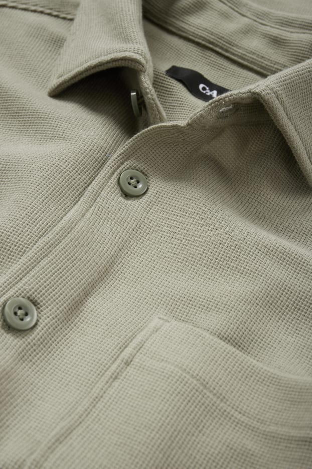 Men - Shirt - relaxed fit - kent collar - textured - green