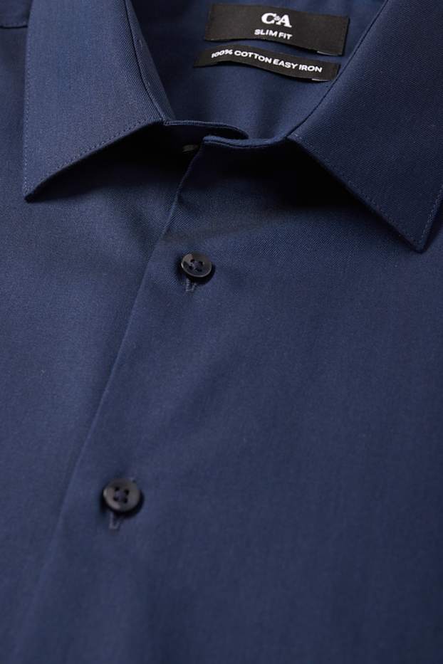Bărbați - Cămașă office - slim fit - guler Kent - ușor de călcat - albastru închis