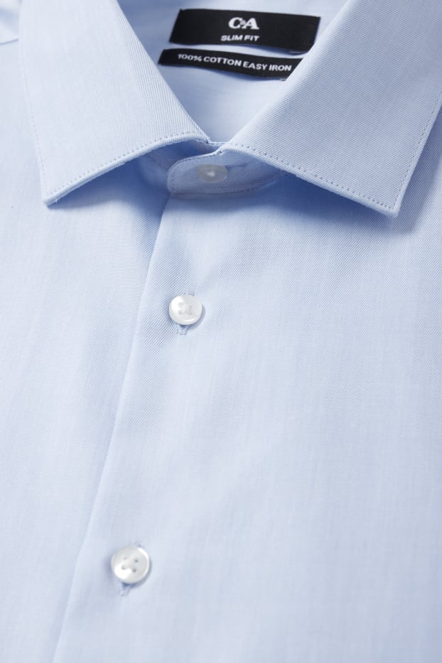 Bărbați - Cămașă office - slim fit - guler italian - ușor de călcat - albastru deschis