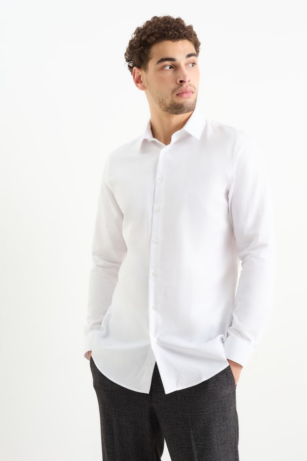 Bărbați - Cămașă office - slim fit - guler Kent - ușor de călcat - alb