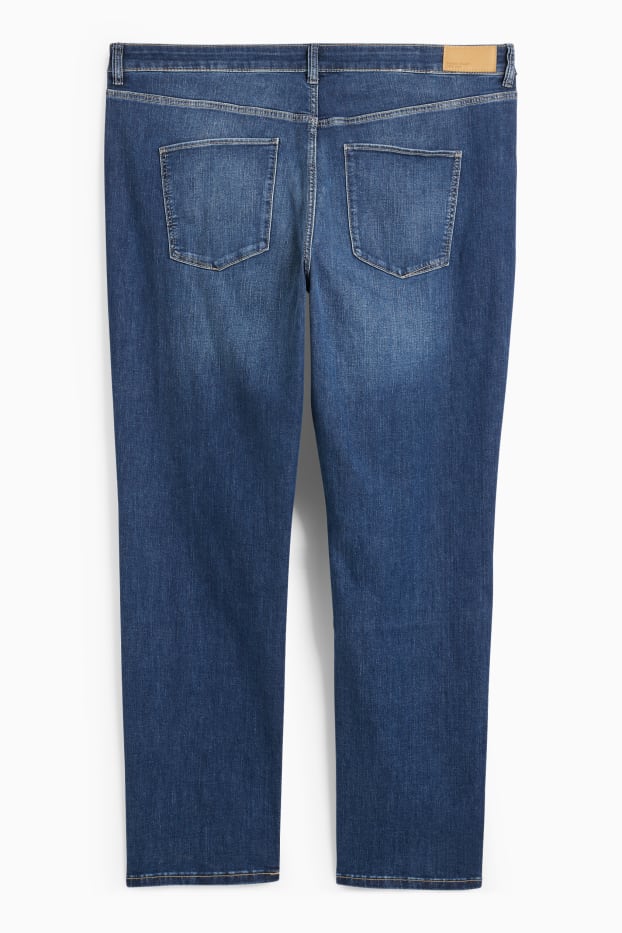 Femei - Straight jeans - talie medie - LYCRA® - denim-albastru închis