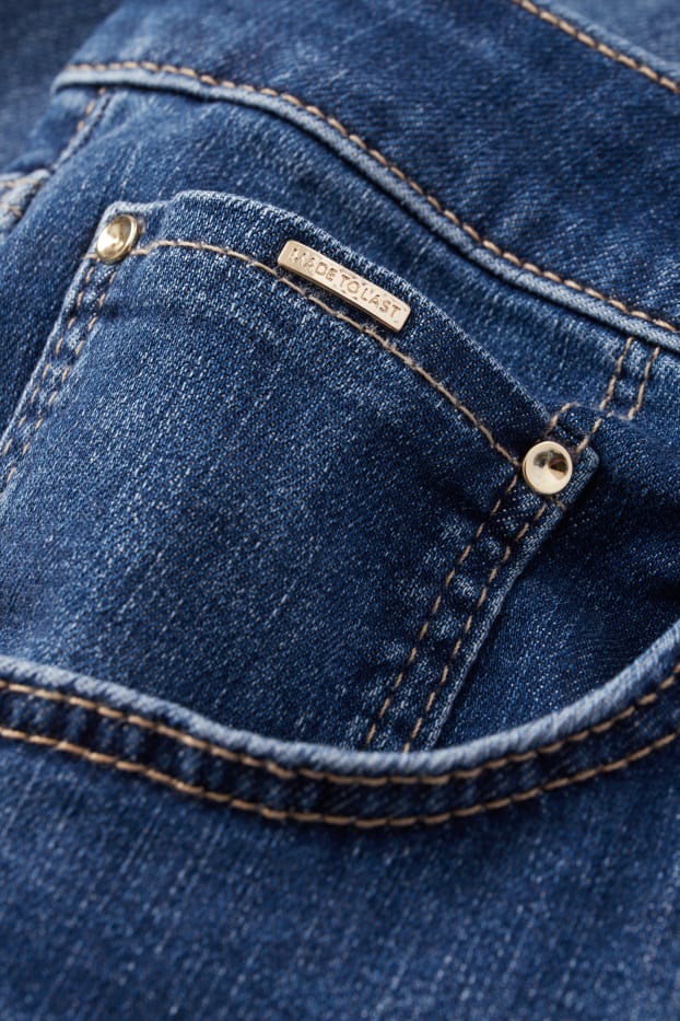 Femei - Straight jeans - talie medie - LYCRA® - denim-albastru închis