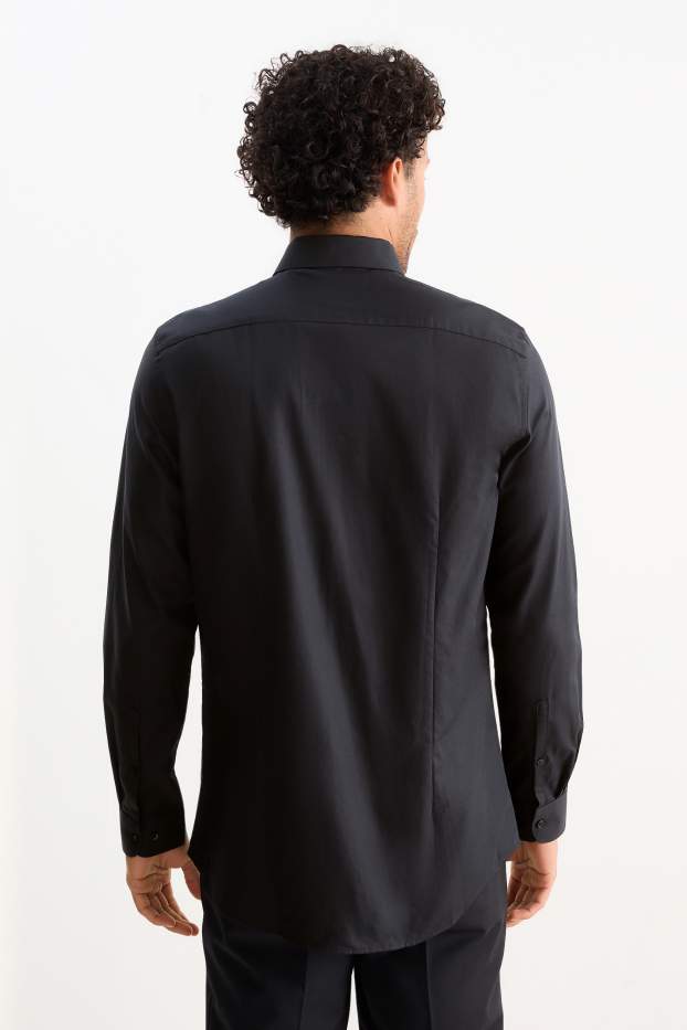 Bărbați - Cămașă office - slim fit - guler Kent - ușor de călcat - negru