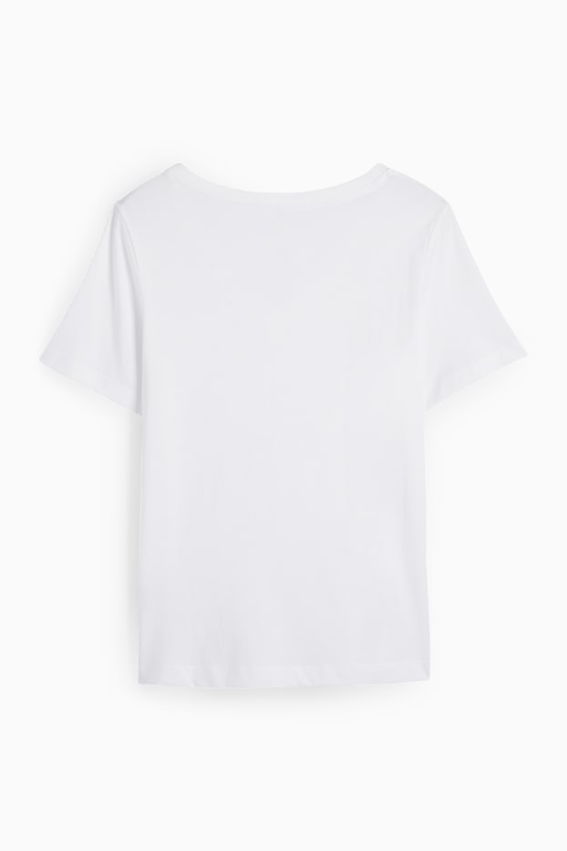 Femei - Tricou cu decolteu în V - regular fit - alb