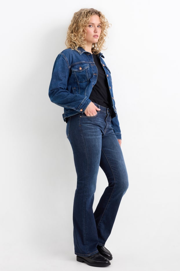 Femei - Bootcut jeans - talie medie - denim-albastru închis