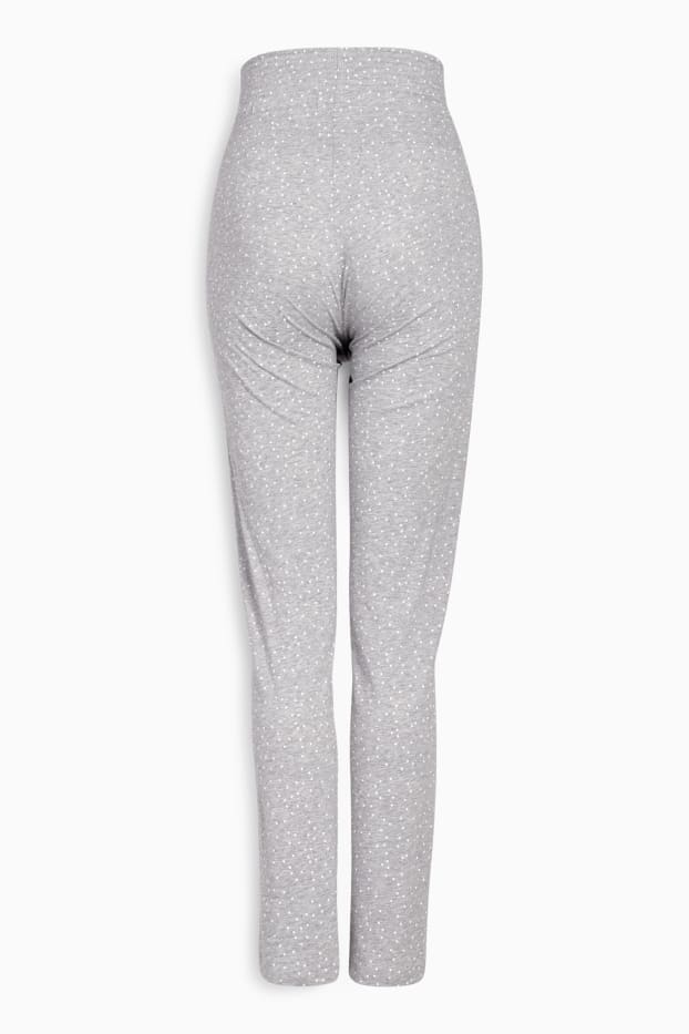 Femei - Pantaloni de pijama gravide - cu buline - cu fronseuri - gri deschis melanj