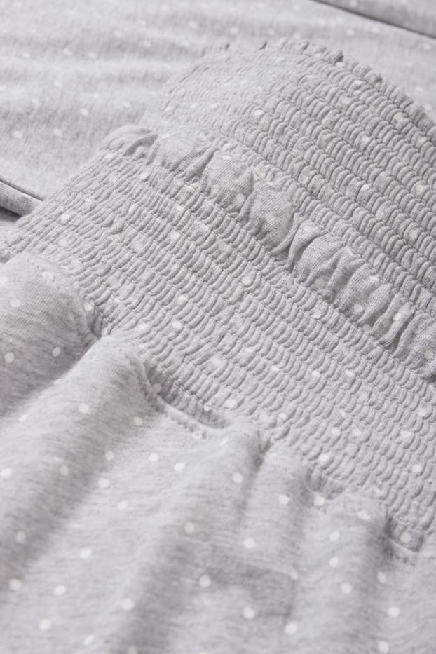 Femei - Pantaloni de pijama gravide - cu buline - cu fronseuri - gri deschis melanj