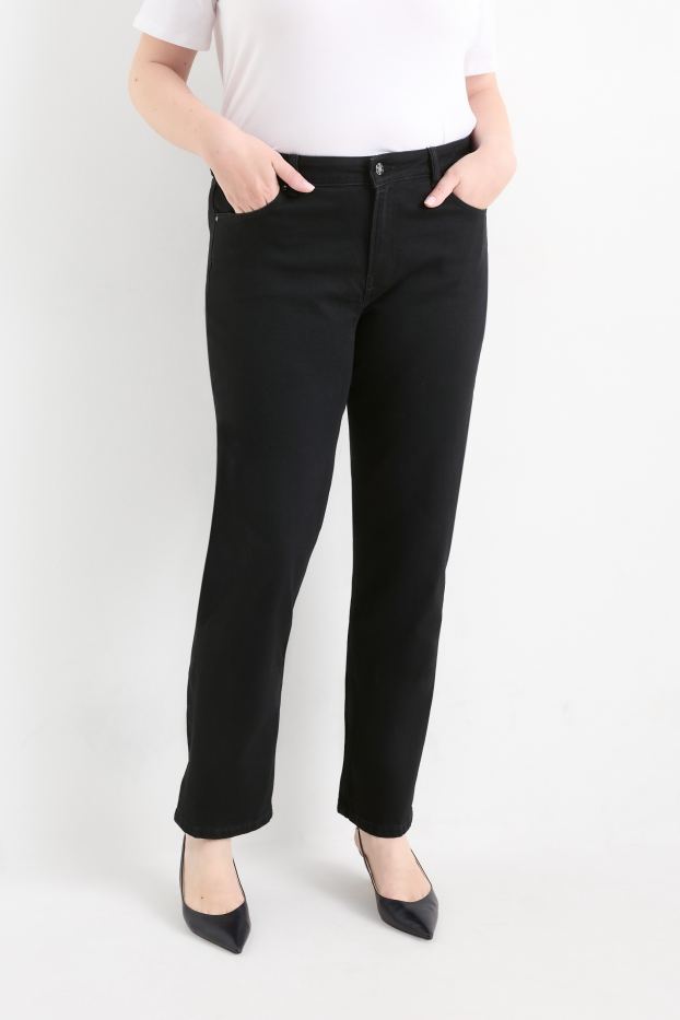 Femei - Straight jeans - talie medie - LYCRA® - negru