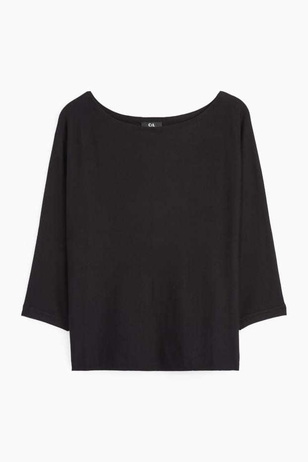 Femei - Pulover din tricot fin - negru