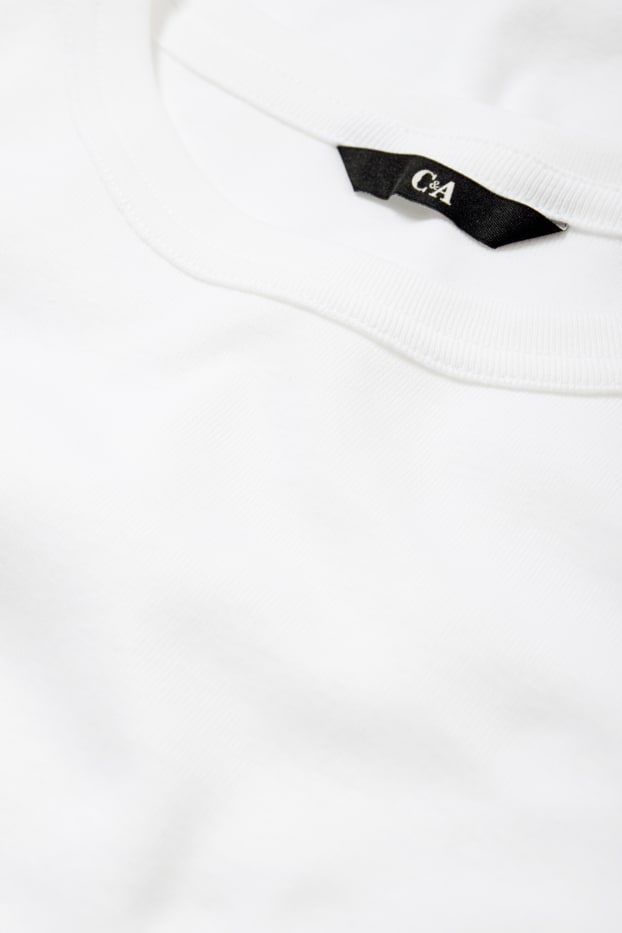 Bărbați - Tricou - slim fit - reiat fin - alb