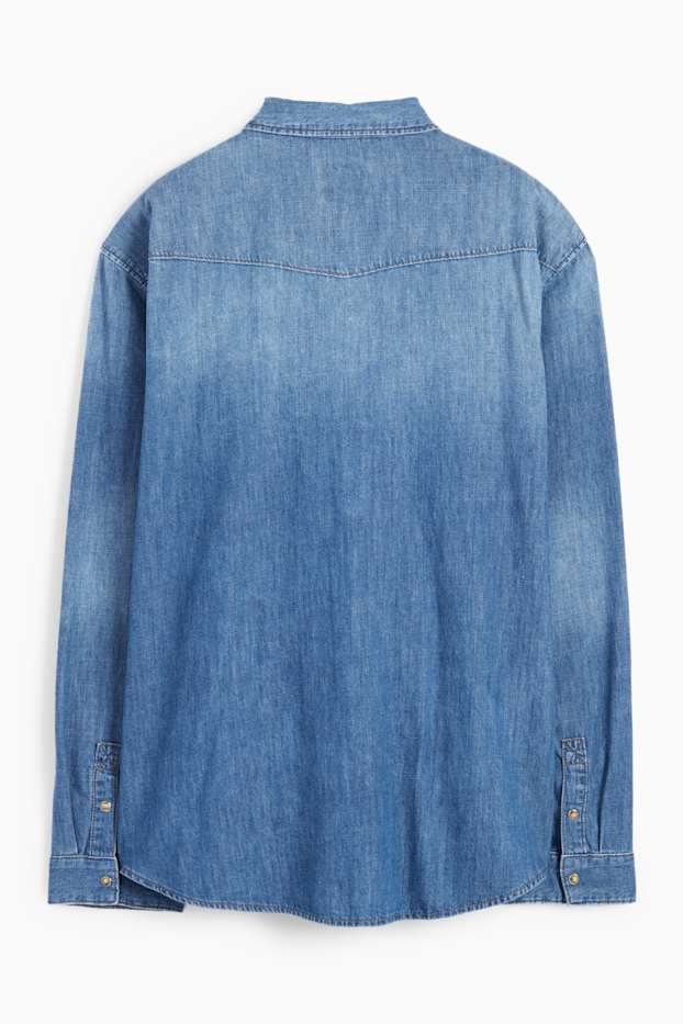 Bărbați - Cămașă din denim - regular fit - guler Kent - denim-albastru