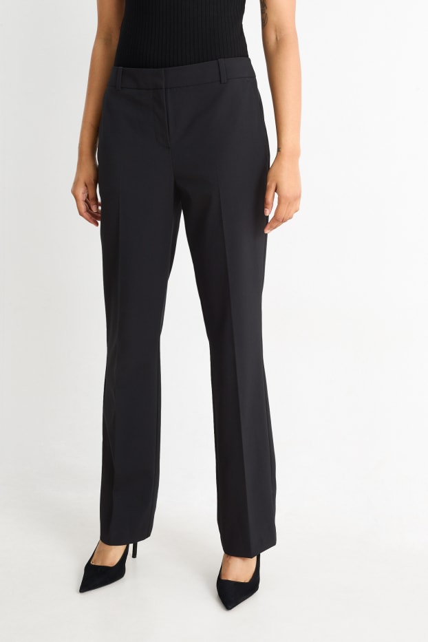 Femei - Pantaloni office - talie medie - straight fit - Mix & Match - negru