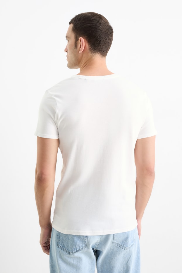 Bărbați - Tricou - slim fit - reiat fin - alb