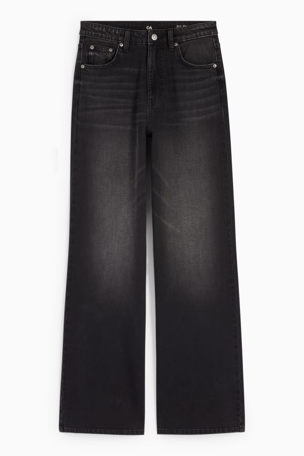 Dámské - Wide leg jeans - high waist - džíny - tmavošedé