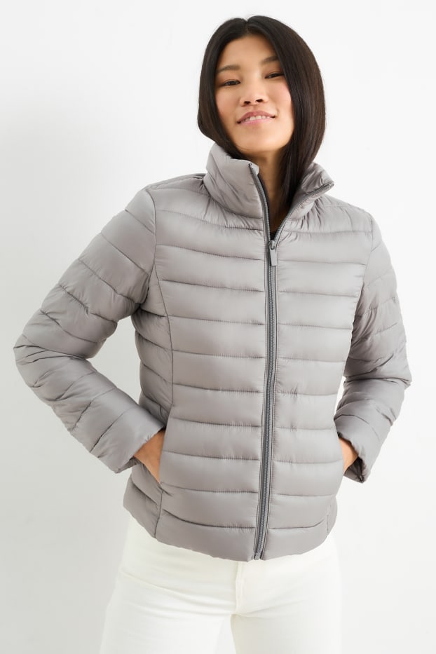 Dámské - Prošívaná bunda - šedá