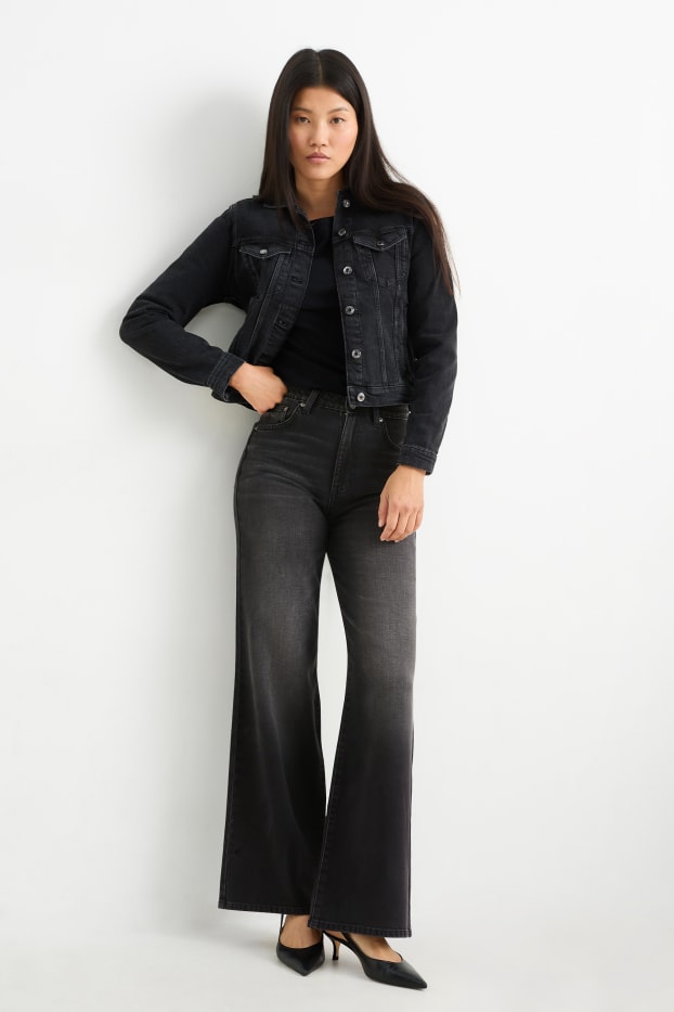 Dámské - Wide leg jeans - high waist - džíny - tmavošedé