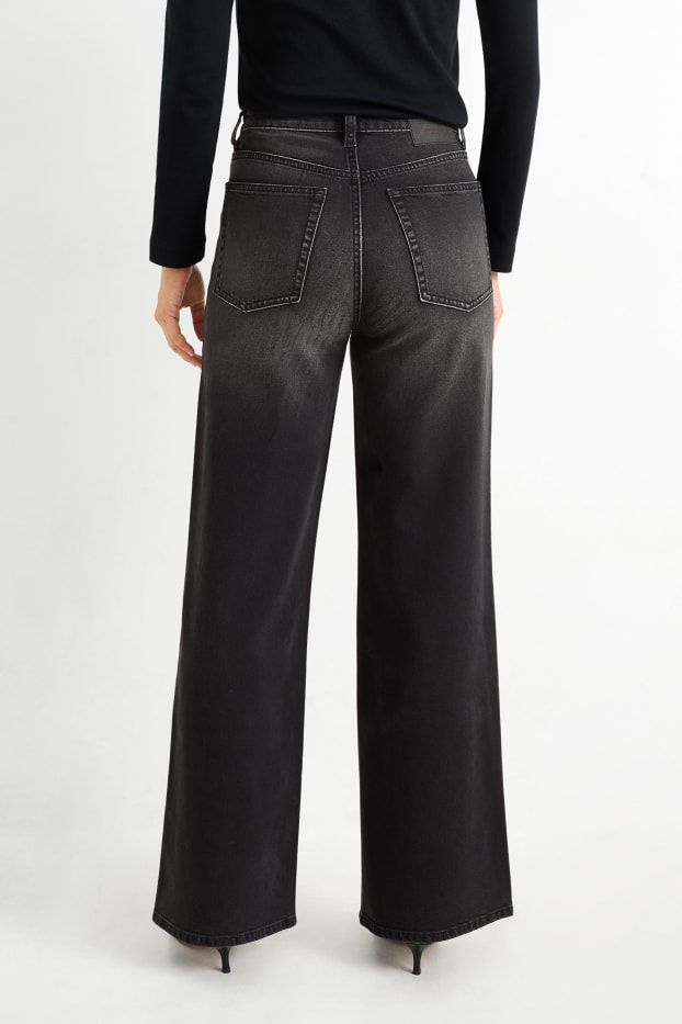 Dámské - Wide leg jeans - high waist - džíny - tmavošedé