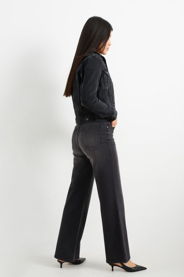 Dámské - Wide leg jeans - high waist - džíny - tmavošedé