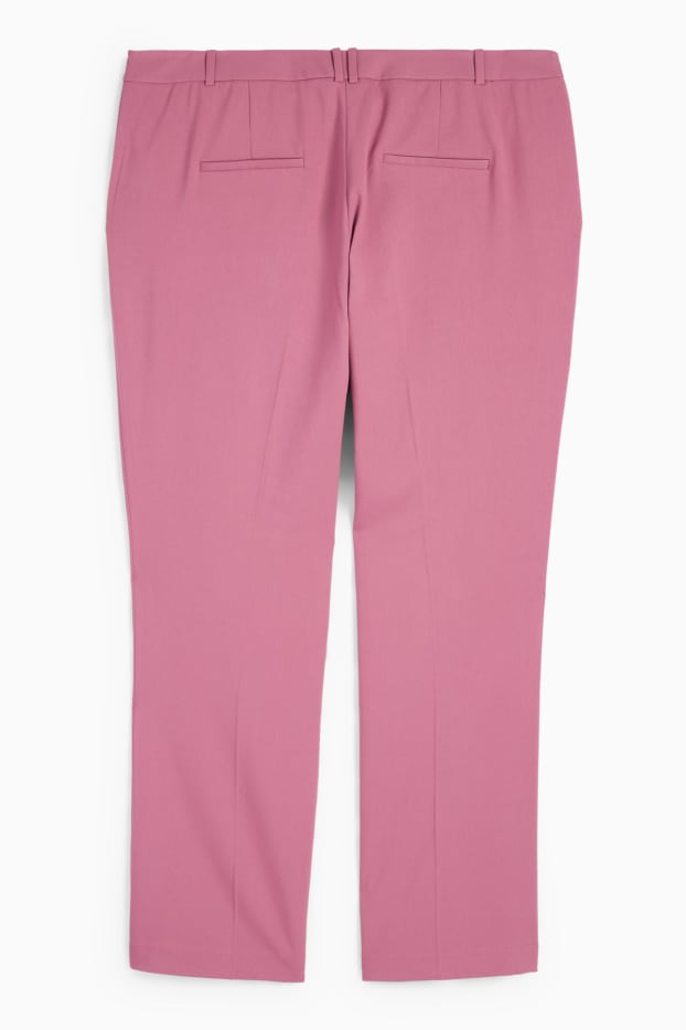 Femei - Pantaloni de stofă - talie medie - straight fit - roz închis
