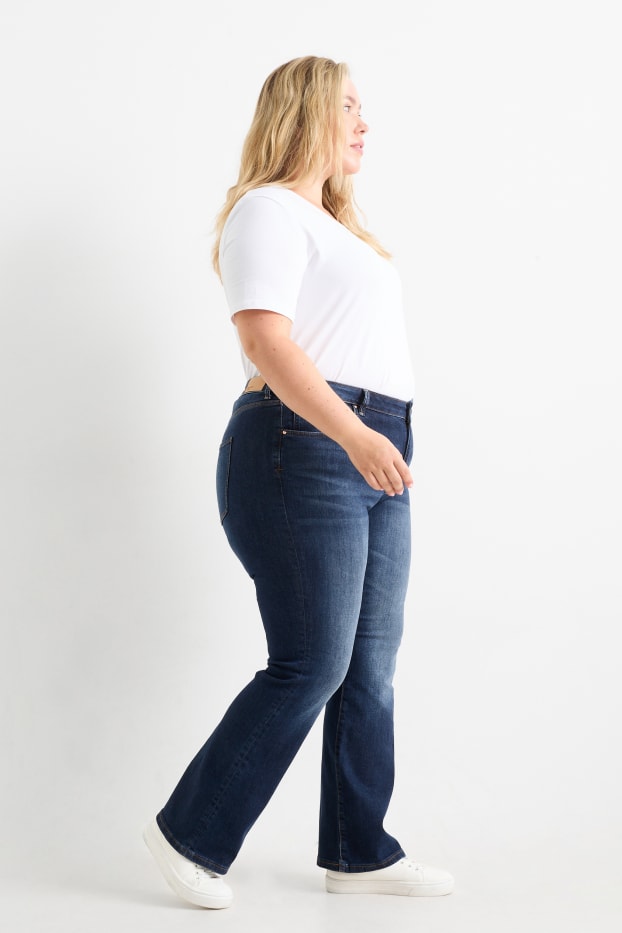 Femei - Bootcut jeans - talie medie - denim-albastru închis