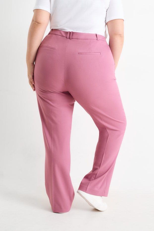 Femei - Pantaloni de stofă - talie medie - straight fit - roz închis