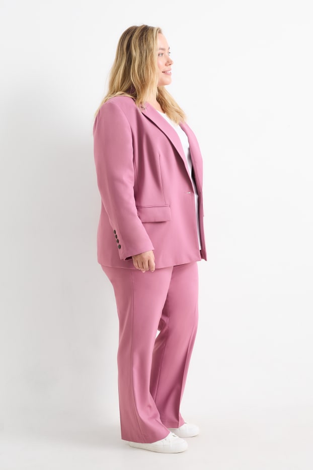 Femei - Pantaloni de stofă - talie medie - straight fit - roz închis