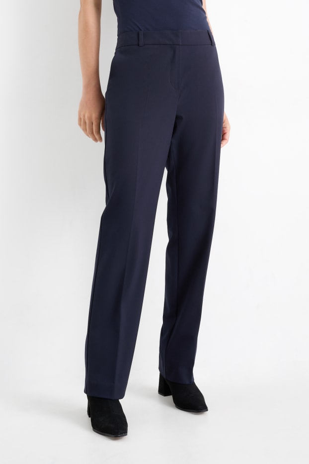 Femei - Pantaloni office - talie medie - straight fit - Mix & Match - albastru închis