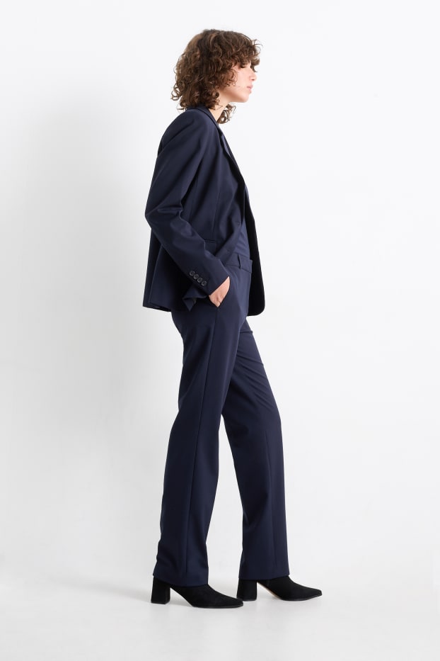 Femei - Pantaloni office - talie medie - straight fit - Mix & Match - albastru închis