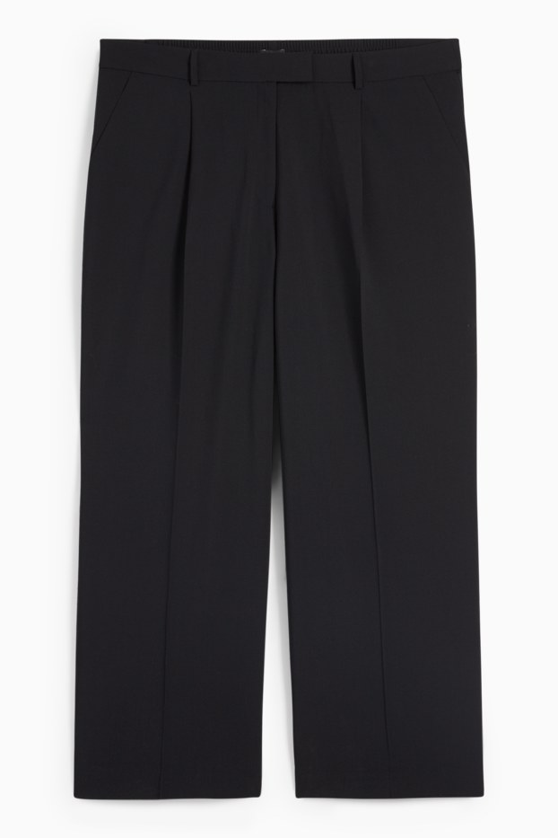 Femei - Pantaloni de stofă - talie înaltă - wide leg - negru