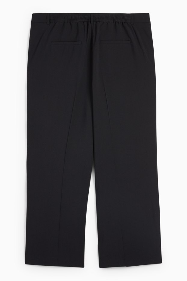 Femei - Pantaloni de stofă - talie înaltă - wide leg - negru