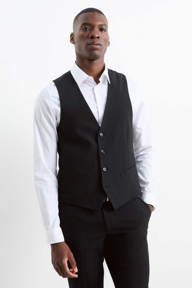 Bărbați - Vestă modulară - slim fit - Flex - 4 Way Stretch - LYCRA® - negru