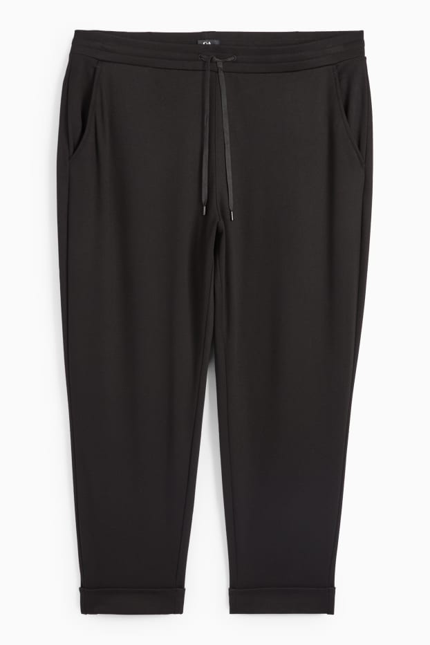 Femei - Pantaloni de stofă - talie medie - tapered fit - negru