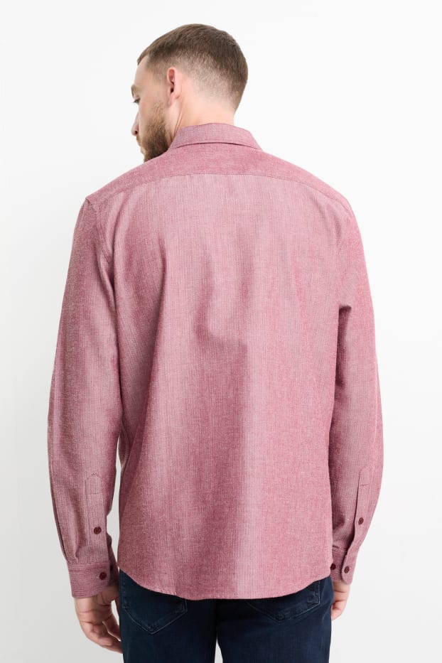 Herren - Hemd - Regular Fit - Cutaway - dunkelrot