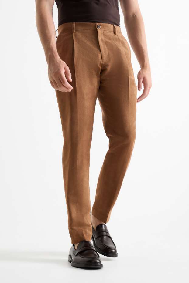 Bărbați - Pantaloni modulari - slim fit - structurați - maro