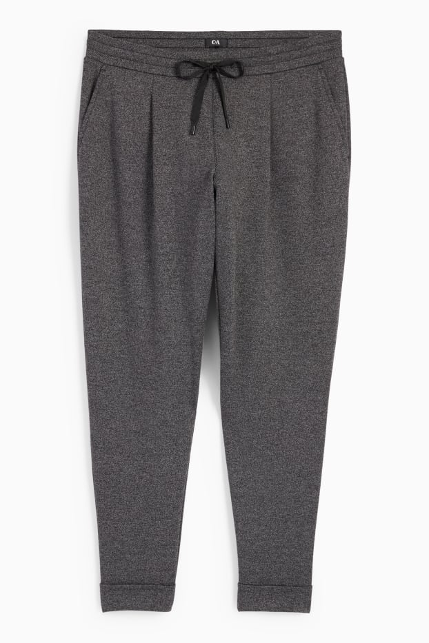 Femei - Pantaloni de stofă - talie medie - tapered fit - gri închis