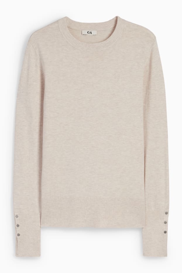 Femei - Pulover din tricot fin - bej