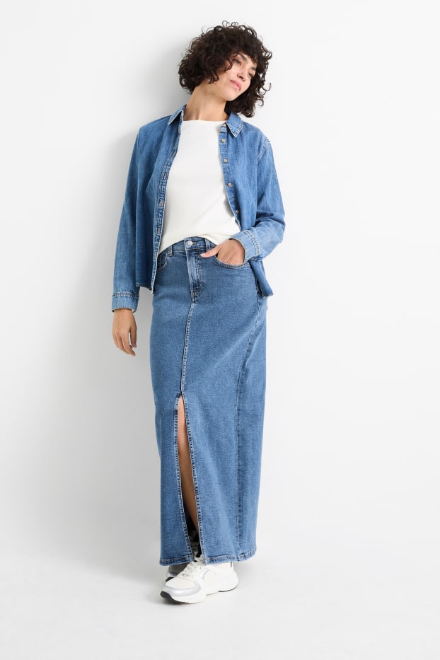 Femei - Fustă de blugi - denim-albastru