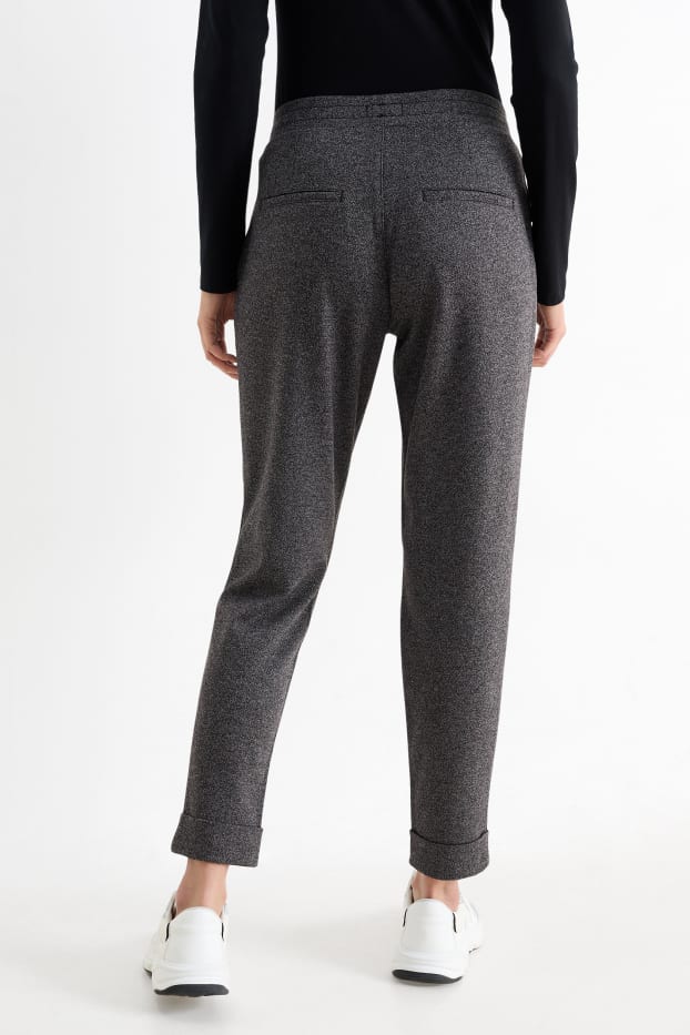 Femei - Pantaloni de stofă - talie medie - tapered fit - gri închis
