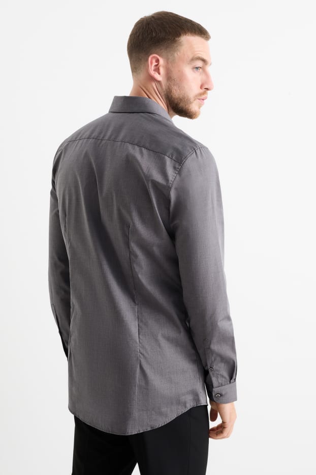Home - Camisa - slim fit - Kent - fàcil de planxar - gris fosc