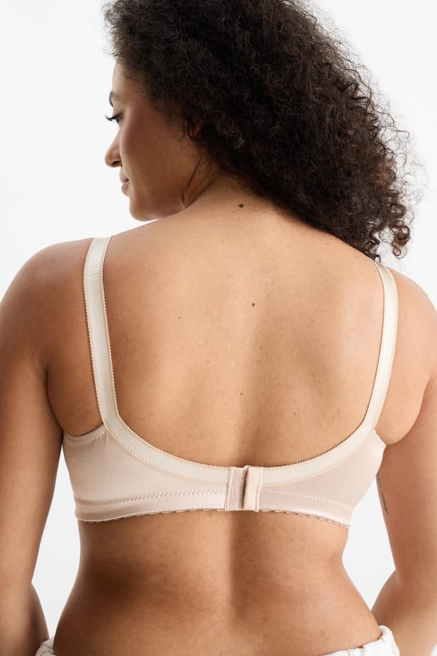 Femei - Sutien minimizer fără armătură - aspect lucios - bej